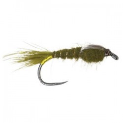 Gold Ribbed Hares Ear Olive Barbless (Weighted) - 1