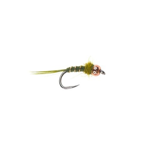 Beaded Olive Copperhead Nymph Barbless - 1